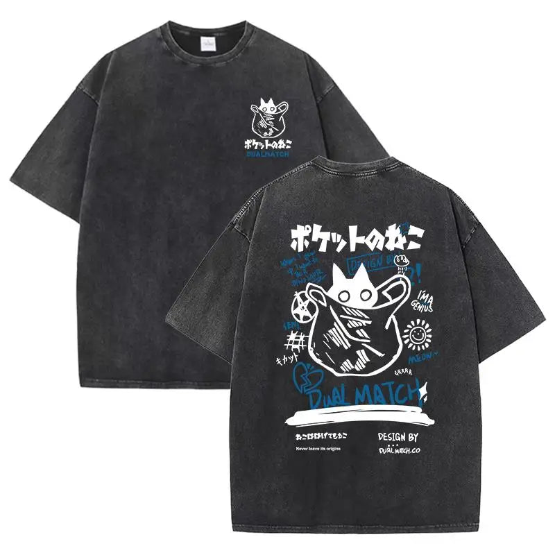 Camisa Streetwear Vintage Cat Y2K