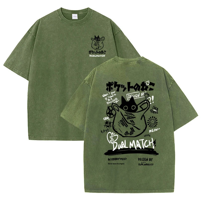 Camisa Streetwear Vintage Cat Y2K