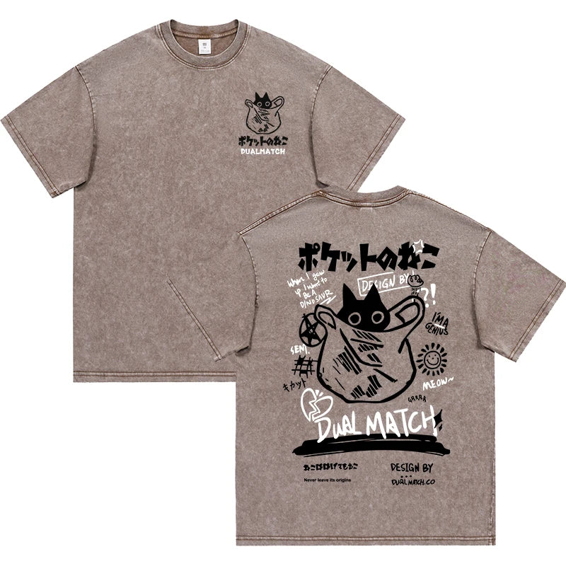 Camisa Streetwear Vintage Cat Y2K