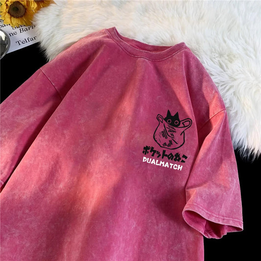 Camisa Streetwear Vintage Cat Y2K